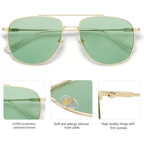SOJOS Polarized Aviator Sunglasses Womens Men Trendy Designer Shades SJ1218Light Green