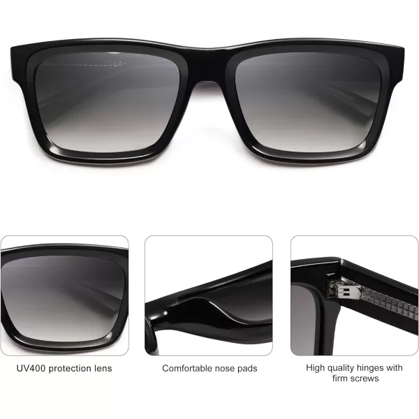 SOJOS Retro Square Sunglasses Women Men Trendy Classic Chunky Women Shades Thick Sun Glasses SJ2305Shiny BlackSilver Mirror