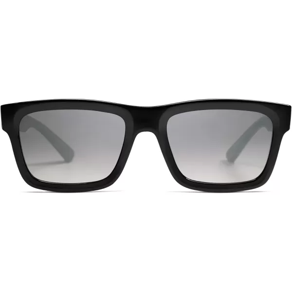 SOJOS Retro Square Sunglasses Women Men Trendy Classic Chunky Women Shades Thick Sun Glasses SJ2305Shiny BlackSilver Mirror