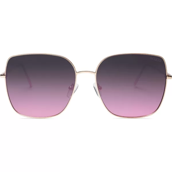 SOJOS Trendy Oversized Square Metal Frame Sunglasses for Women Men Flat Mirrored Lens UV Protection Sunglasses SJ1146Gold Frame Purple Lens
