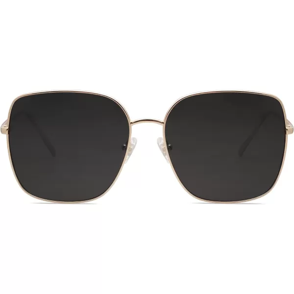 SOJOS Trendy Oversized Square Metal Frame Sunglasses for Women Men Flat Mirrored Lens UV Protection Sunglasses SJ1146GoldGrey
