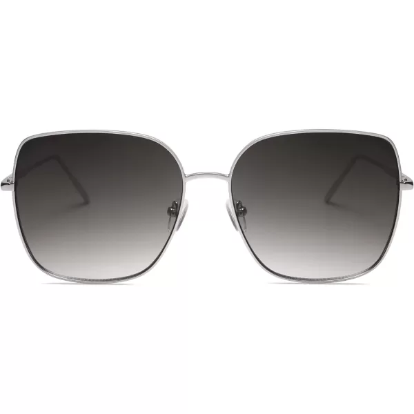 SOJOS Trendy Oversized Square Metal Frame Sunglasses for Women Men Flat Mirrored Lens UV Protection Sunglasses SJ1146SilverGrey