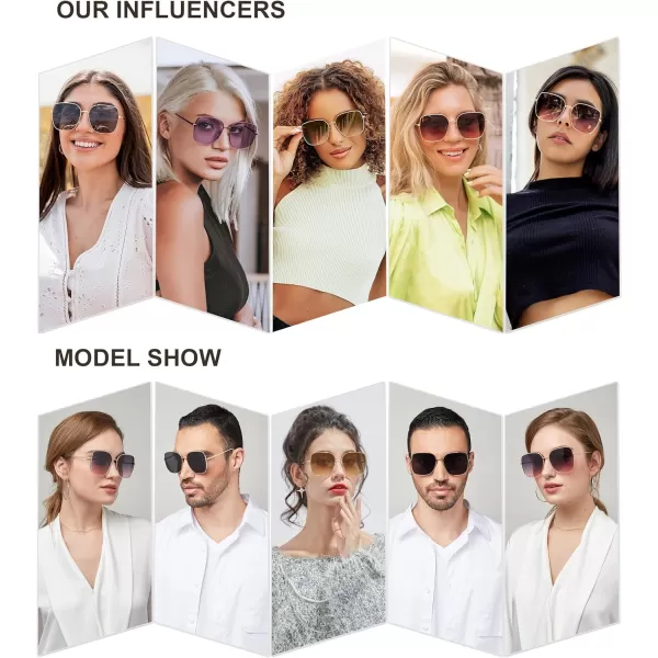 SOJOS Trendy Oversized Square Metal Frame Sunglasses for Women Men Flat Mirrored Lens UV Protection Sunglasses SJ1146TortoiseBrown
