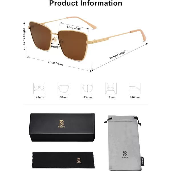 SOJOS Trendy Polarized Cat Eye Sunglasses Womens Flat Lens Retro Metal Frame Shades Lentes De Sol Para Mujer SJ1189Metallic