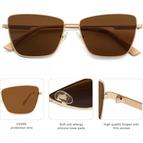 SOJOS Trendy Polarized Cat Eye Sunglasses Womens Flat Lens Retro Metal Frame Shades Lentes De Sol Para Mujer SJ1189Metallic