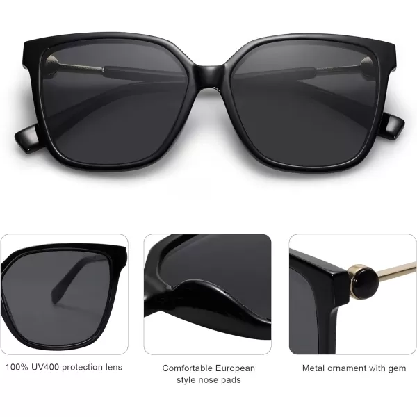 SOJOS Trendy Square Sunglasses for Women Fashion UV Protection Lens Womens Sunnies Sunglasses SJ2196Black