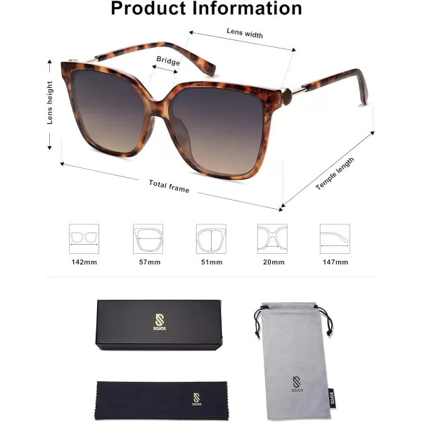 SOJOS Trendy Square Sunglasses for Women Fashion UV Protection Lens Womens Sunnies Sunglasses SJ2196Brown Tortoise