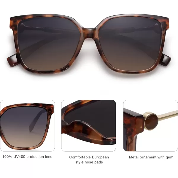SOJOS Trendy Square Sunglasses for Women Fashion UV Protection Lens Womens Sunnies Sunglasses SJ2196Brown Tortoise