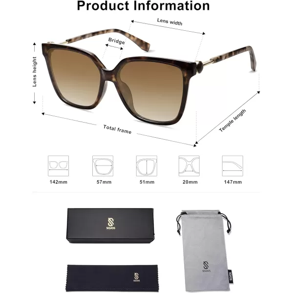 SOJOS Trendy Square Sunglasses for Women Fashion UV Protection Lens Womens Sunnies Sunglasses SJ2196Dark Tortoise