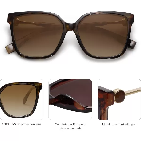 SOJOS Trendy Square Sunglasses for Women Fashion UV Protection Lens Womens Sunnies Sunglasses SJ2196Dark Tortoise