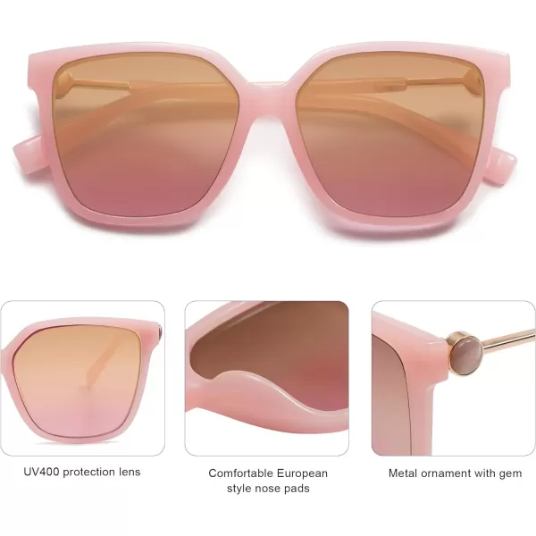 SOJOS Trendy Square Sunglasses for Women Fashion UV Protection Lens Womens Sunnies Sunglasses SJ2196Pink