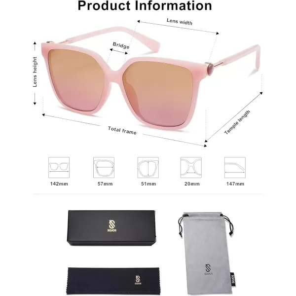 SOJOS Trendy Square Sunglasses for Women Fashion UV Protection Lens Womens Sunnies Sunglasses SJ2196Pink