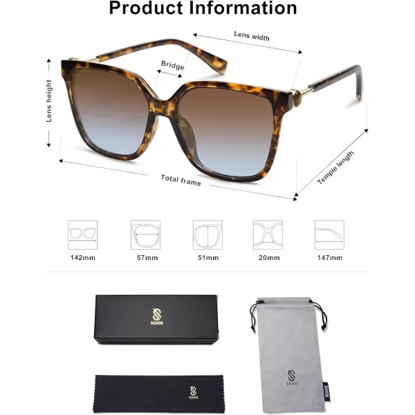SOJOS Trendy Square Sunglasses for Women Fashion UV Protection Lens Womens Sunnies Sunglasses SJ2196Tortoise