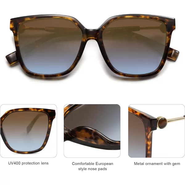 SOJOS Trendy Square Sunglasses for Women Fashion UV Protection Lens Womens Sunnies Sunglasses SJ2196Tortoise