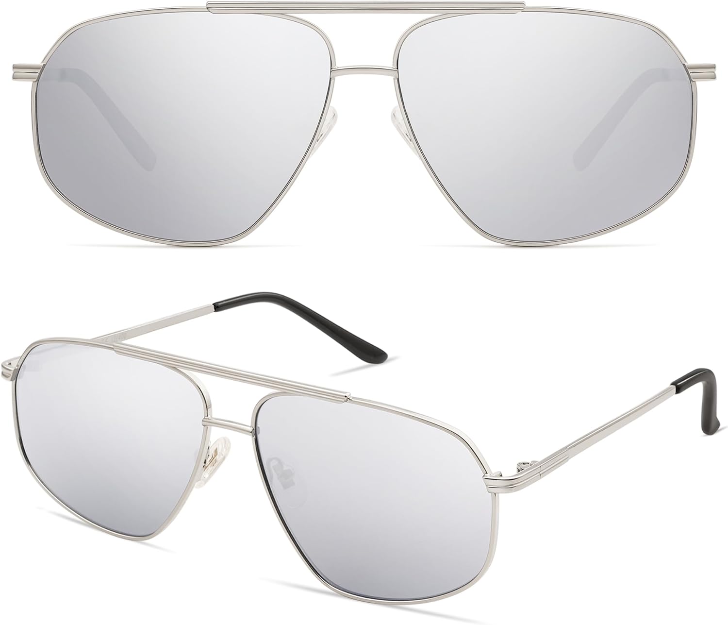SOJOS Classic Retro Hexagonal Aviator Sunglasses for Women Men Vintage Polygon Sunnies SJ1200SilverSilver Mirrored