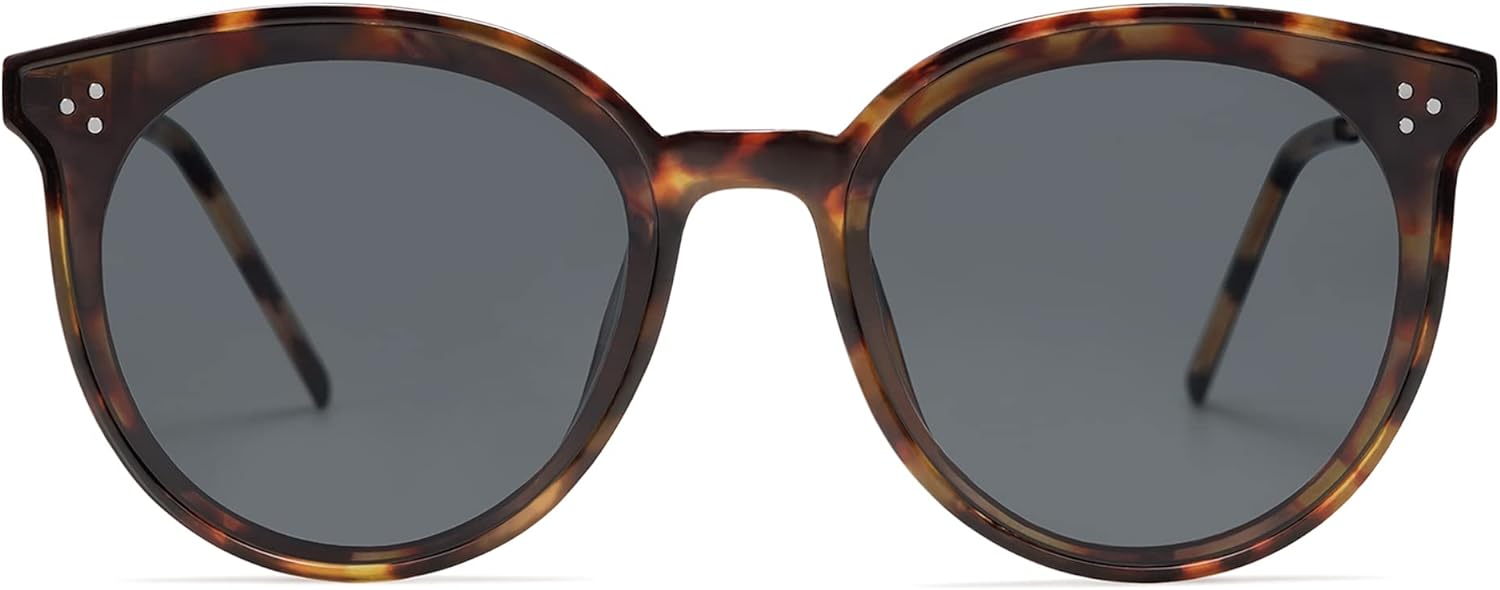 SOJOS Classic Round Sunglasses Womens Mens Trendy Oversized Shades Retro Vintage SunniesDark TortoiseGrey