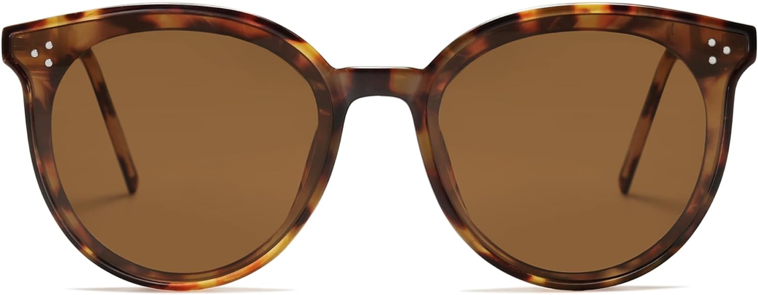 SOJOS Classic Round Sunglasses Womens Mens Trendy Oversized Shades Retro Vintage SunniesTortoiseBrown