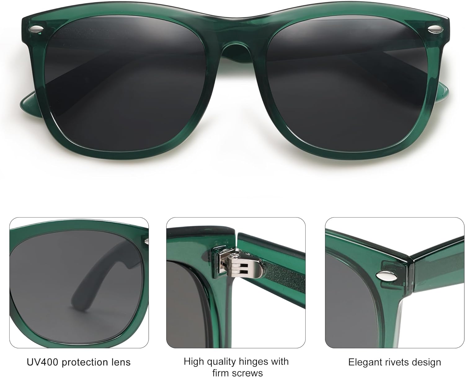 SOJOS Classic Square Sunglasses for Women Men Vintage Retro Oversized Womens UV400 Sun Glasses SJ2270Crystal GreenGrey