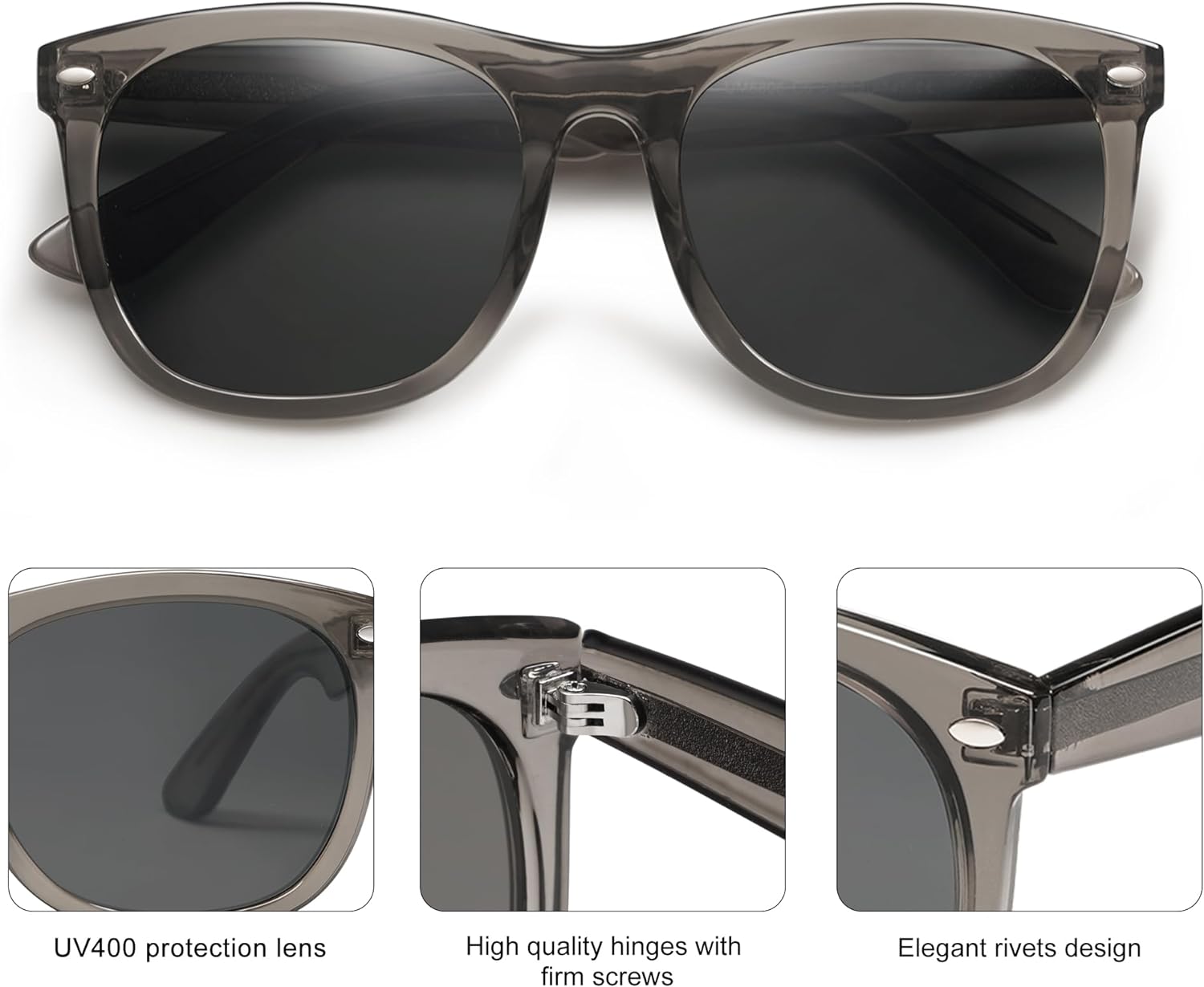 SOJOS Classic Square Sunglasses for Women Men Vintage Retro Oversized Womens UV400 Sun Glasses SJ2270Crystal GreyGrey