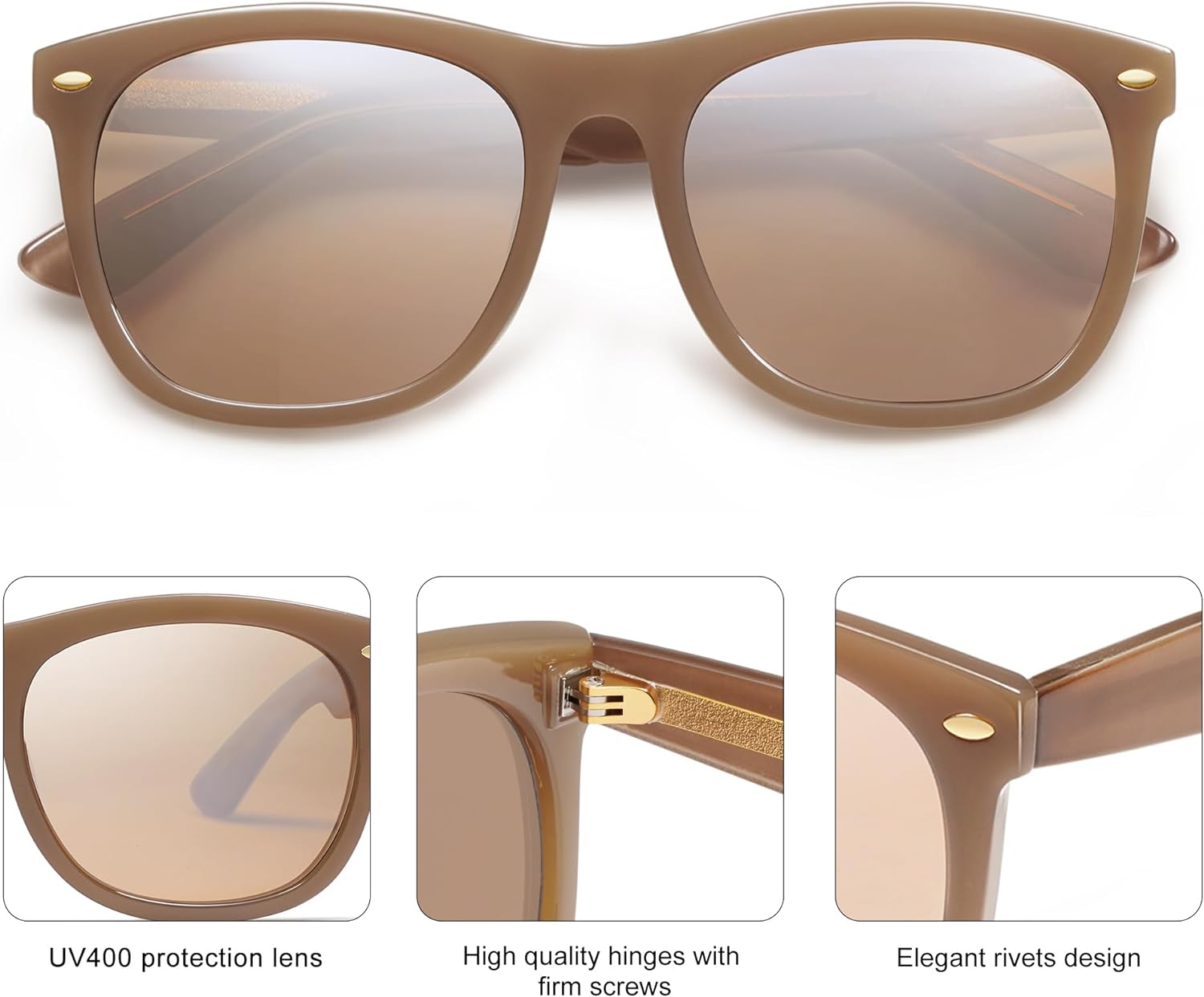 SOJOS Classic Square Sunglasses for Women Men Vintage Retro Oversized Womens UV400 Sun Glasses SJ2270Milky Light BrownBrown Silver Mirror