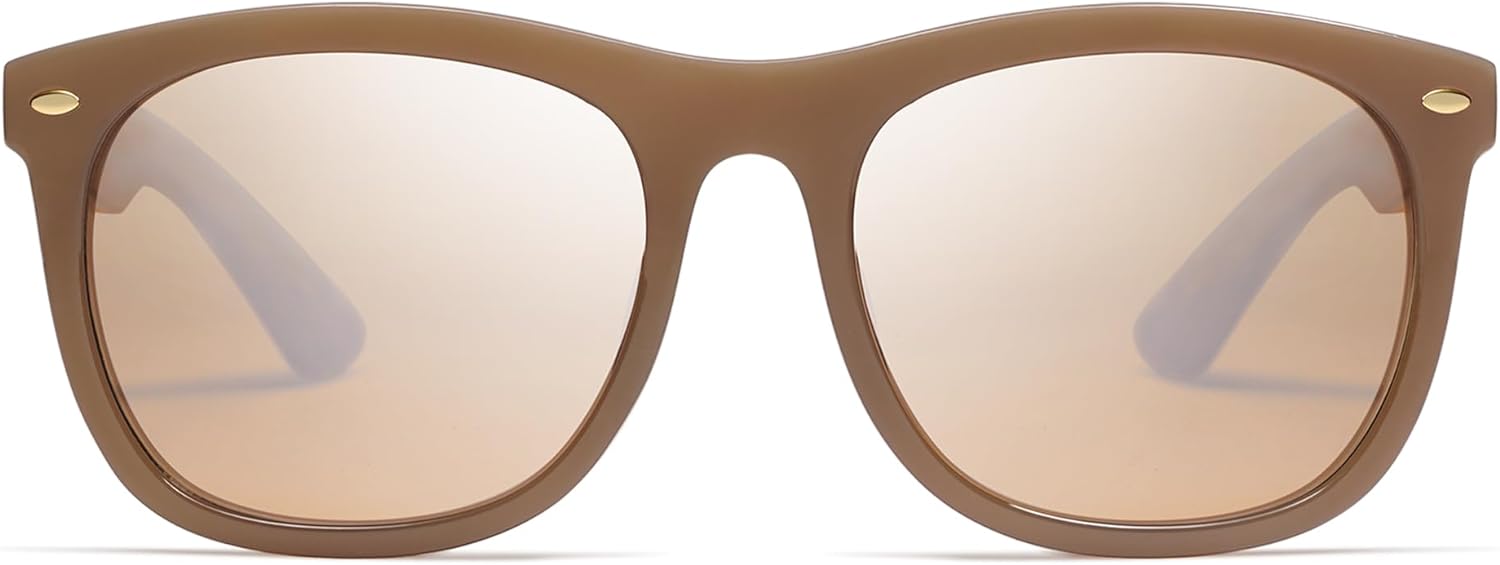 SOJOS Classic Square Sunglasses for Women Men Vintage Retro Oversized Womens UV400 Sun Glasses SJ2270Milky Light BrownBrown Silver Mirror