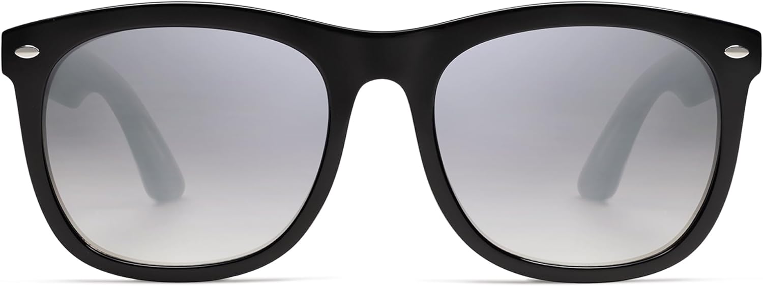 SOJOS Classic Square Sunglasses for Women Men Vintage Retro Oversized Womens UV400 Sun Glasses SJ2270Shiny BlackSilver Mirror