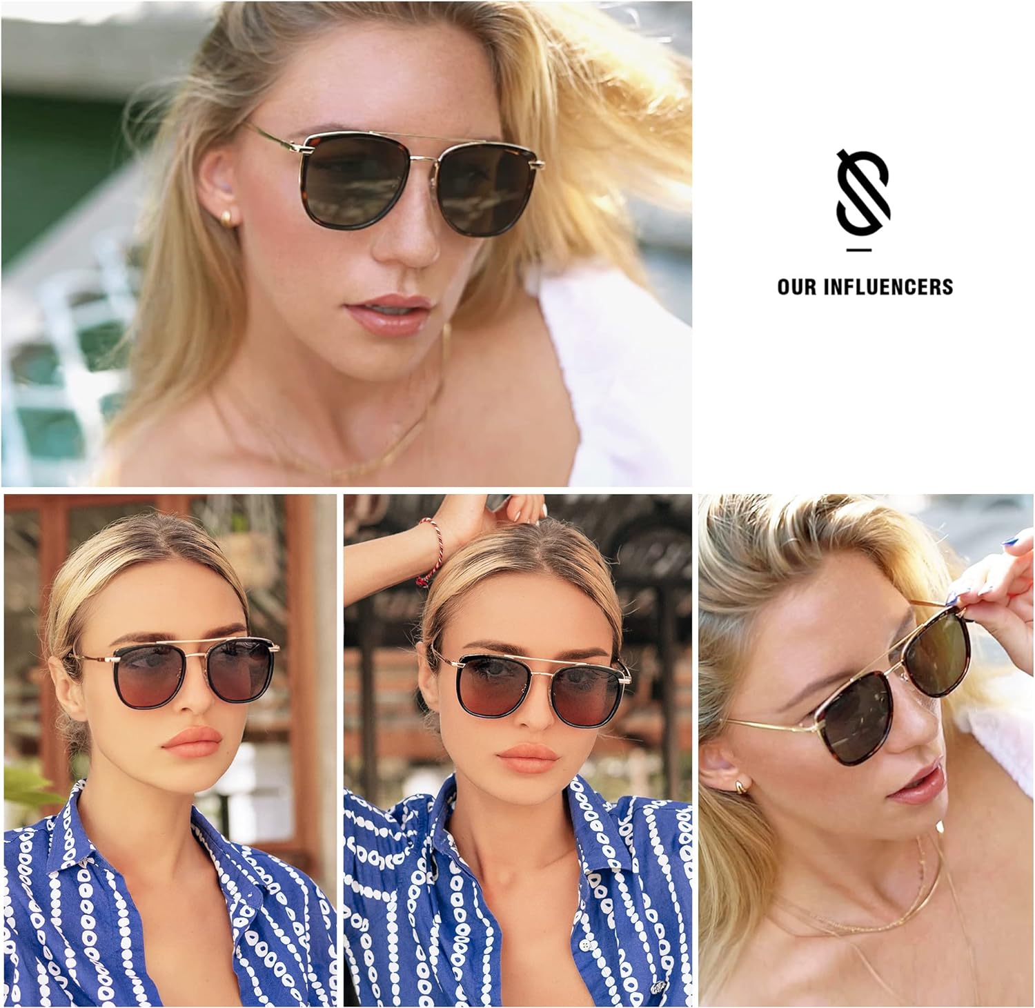 SOJOS Retro Aviator Square Polarized Sunglasses For Women MenVintage Womens Sun Glasses Shades UV400 SJ2180TortoiseGrey