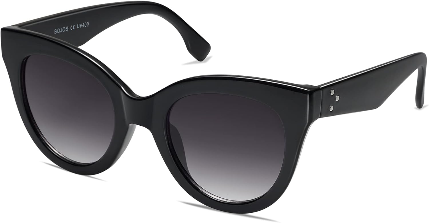 SOJOS Retro Oversized Cateye Sunglasses for Women Large Vintage Trendy Shades SJ2074BlackGrey