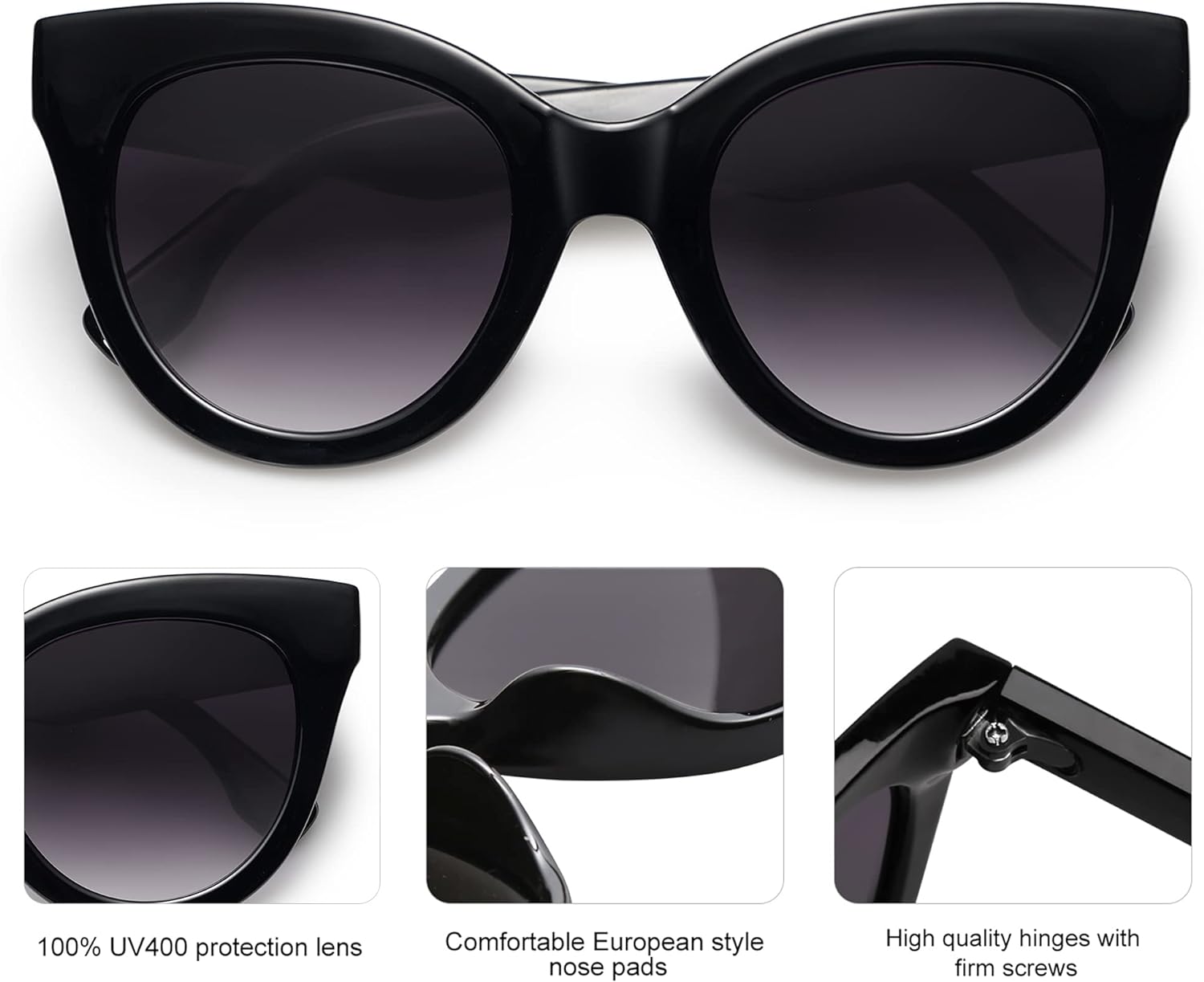 SOJOS Retro Oversized Cateye Sunglasses for Women Large Vintage Trendy Shades SJ2074BlackGrey