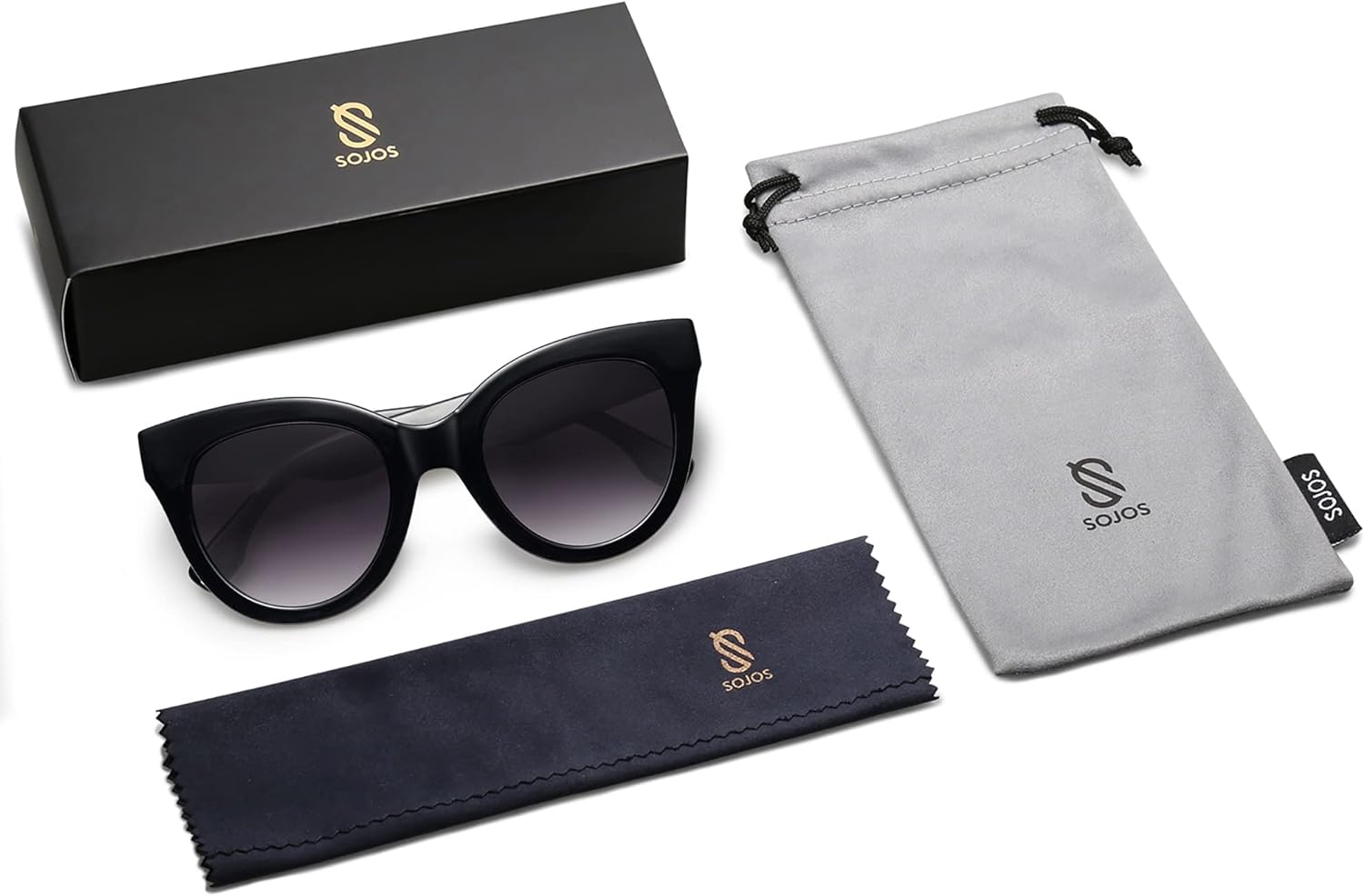 SOJOS Retro Oversized Cateye Sunglasses for Women Large Vintage Trendy Shades SJ2074BlackGrey