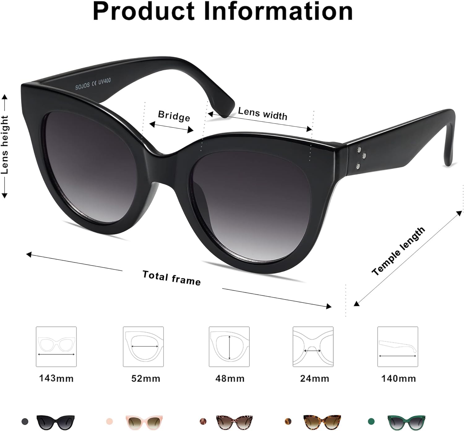 SOJOS Retro Oversized Cateye Sunglasses for Women Large Vintage Trendy Shades SJ2074BlackGrey