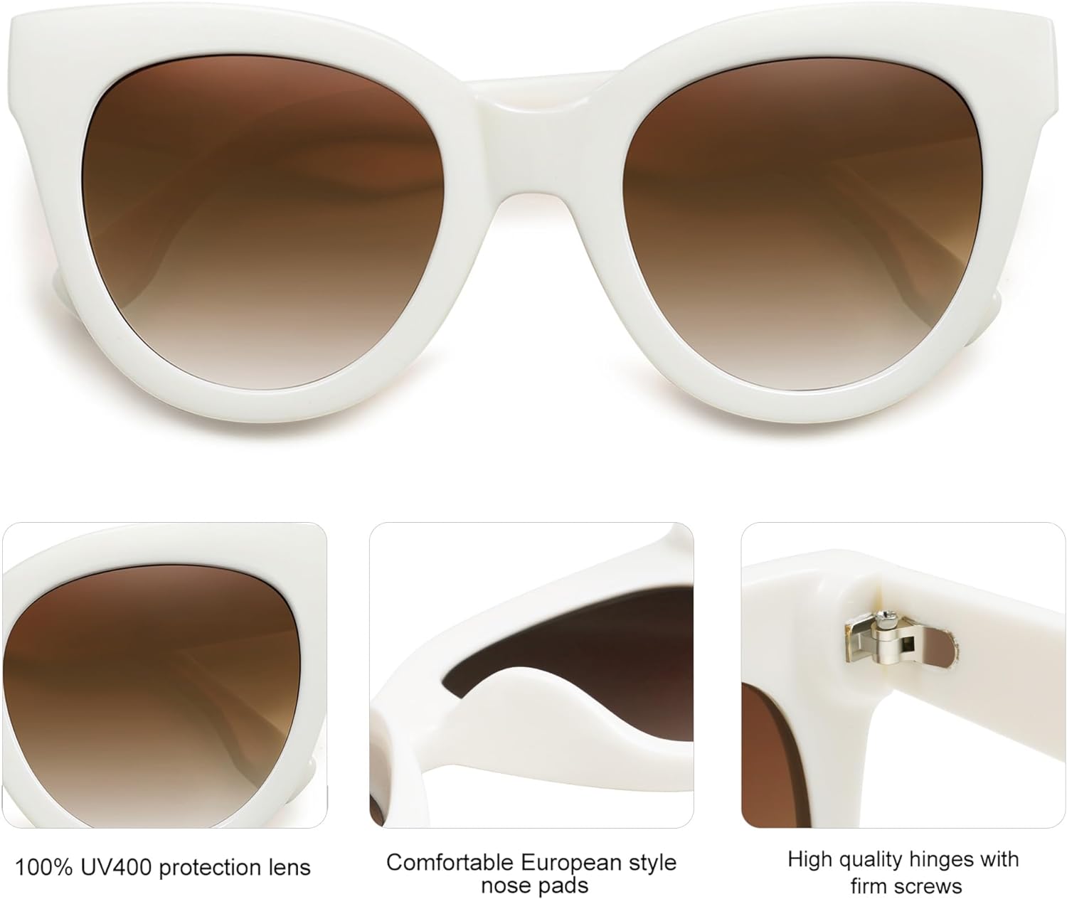 SOJOS Retro Oversized Cateye Sunglasses for Women Large Vintage Trendy Shades SJ2074CreamBrown
