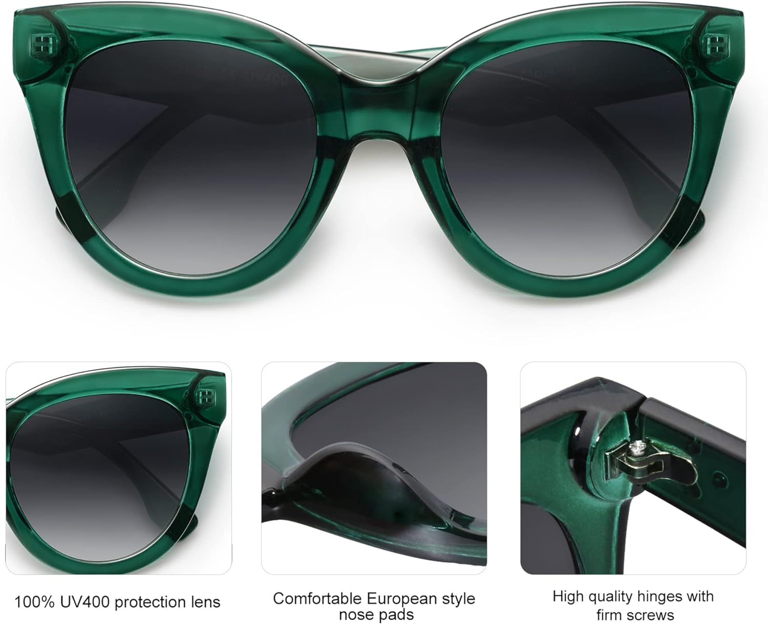 SOJOS Retro Oversized Cateye Sunglasses for Women Large Vintage Trendy Shades SJ2074GreenGrey