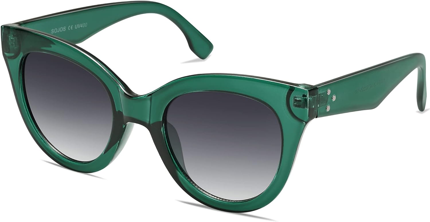 SOJOS Retro Oversized Cateye Sunglasses for Women Large Vintage Trendy Shades SJ2074GreenGrey