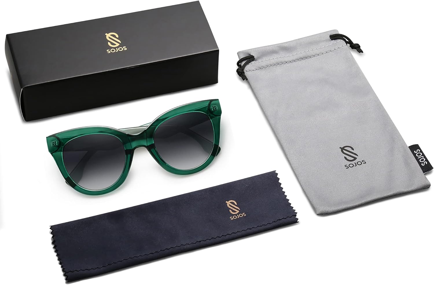 SOJOS Retro Oversized Cateye Sunglasses for Women Large Vintage Trendy Shades SJ2074GreenGrey