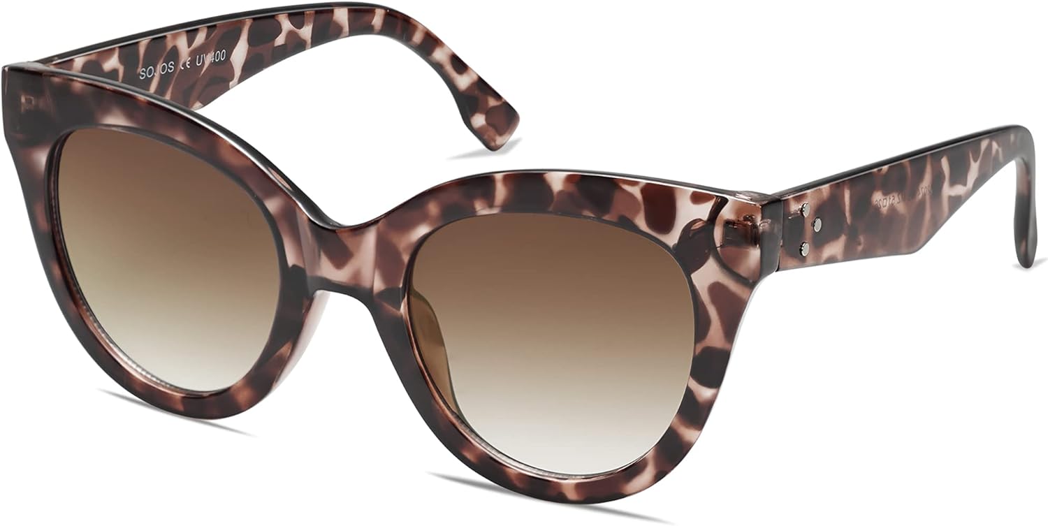 SOJOS Retro Oversized Cateye Sunglasses for Women Large Vintage Trendy Shades SJ2074LeopardBrown