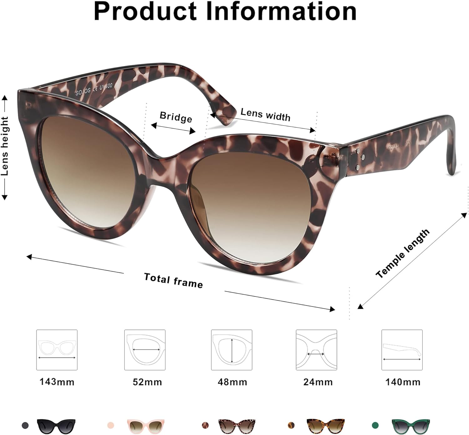 SOJOS Retro Oversized Cateye Sunglasses for Women Large Vintage Trendy Shades SJ2074LeopardBrown