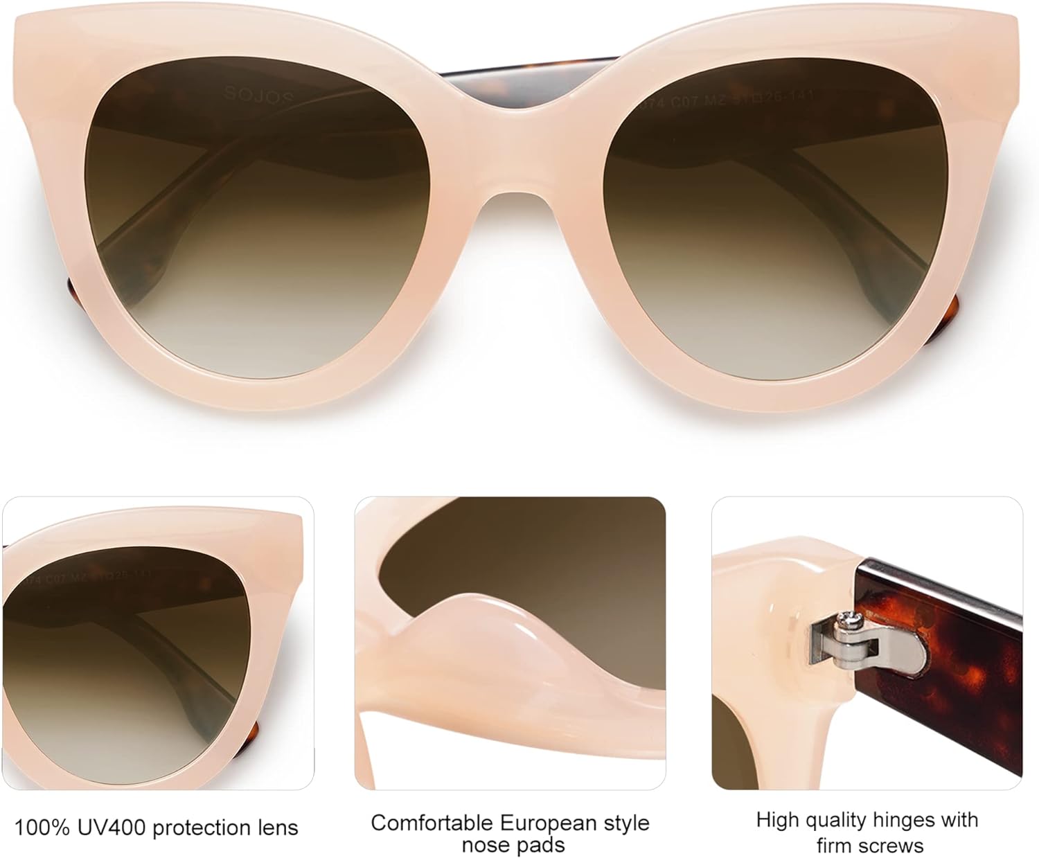 SOJOS Retro Oversized Cateye Sunglasses for Women Large Vintage Trendy Shades SJ2074Milky BrownBrown