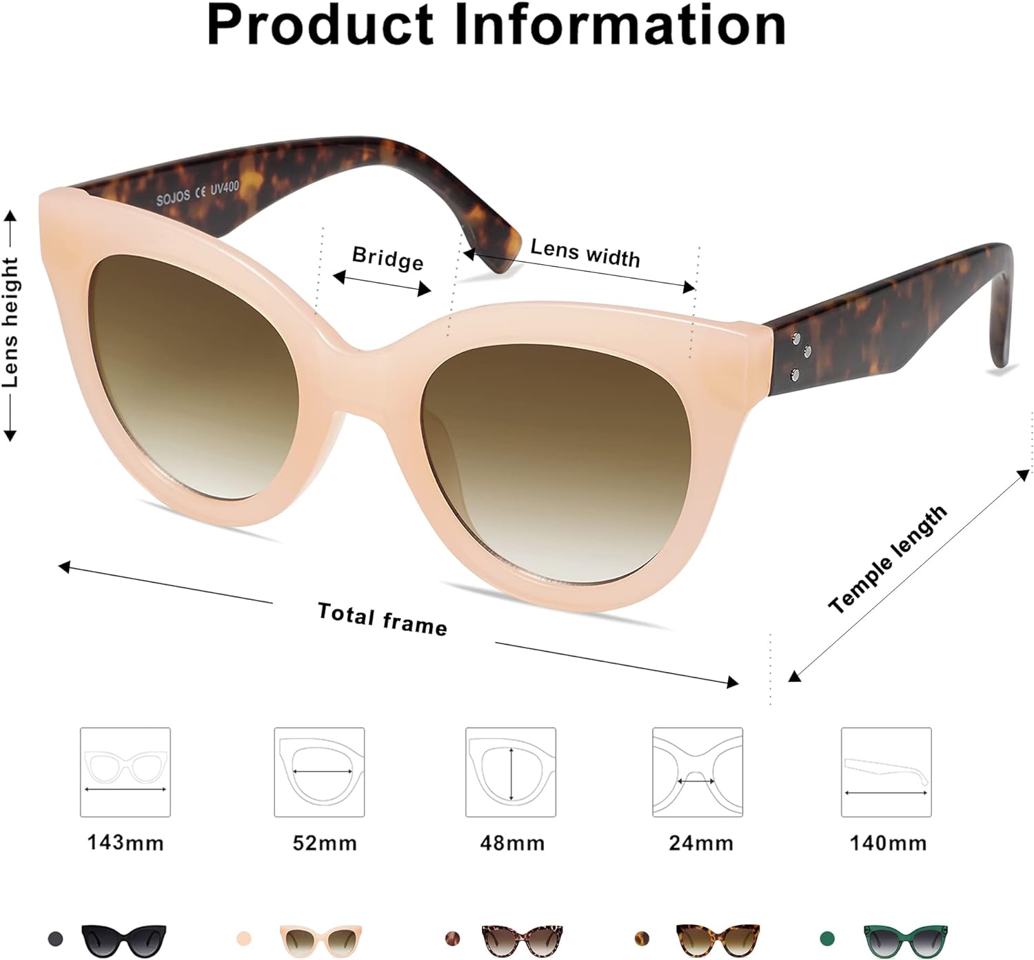 SOJOS Retro Oversized Cateye Sunglasses for Women Large Vintage Trendy Shades SJ2074Milky BrownBrown