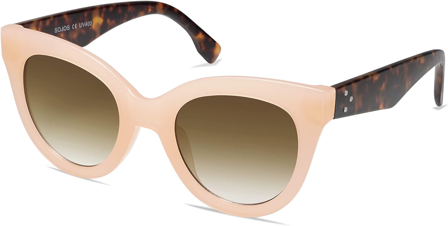 SOJOS Retro Oversized Cateye Sunglasses for Women Large Vintage Trendy Shades SJ2074Milky BrownBrown