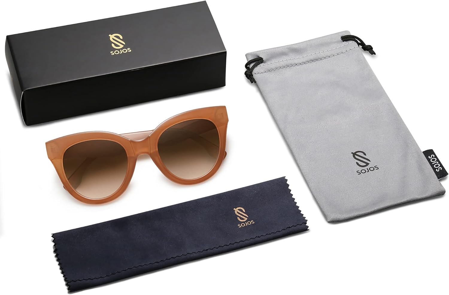 SOJOS Retro Oversized Cateye Sunglasses for Women Large Vintage Trendy Shades SJ2074OrangeBrown