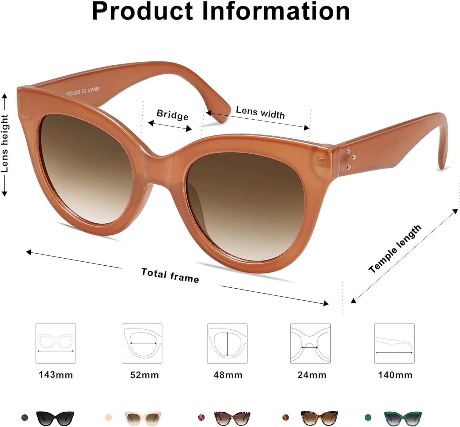 SOJOS Retro Oversized Cateye Sunglasses for Women Large Vintage Trendy Shades SJ2074OrangeBrown