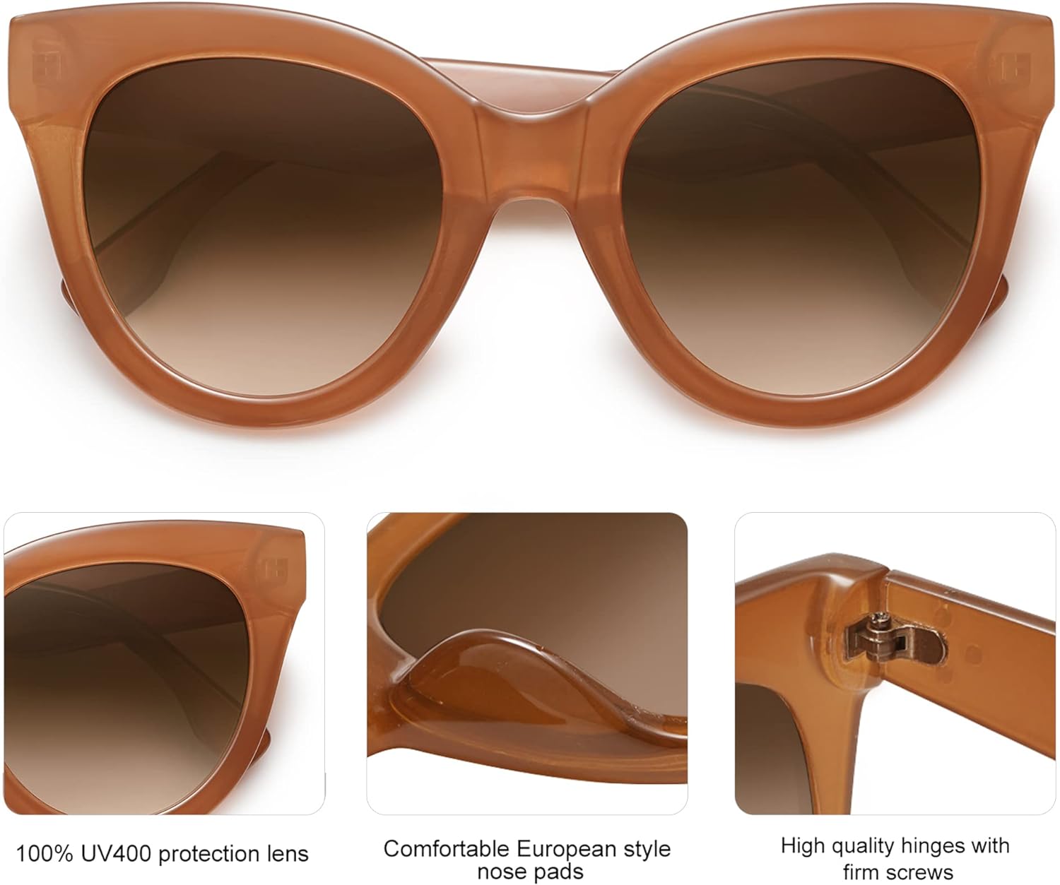 SOJOS Retro Oversized Cateye Sunglasses for Women Large Vintage Trendy Shades SJ2074OrangeBrown