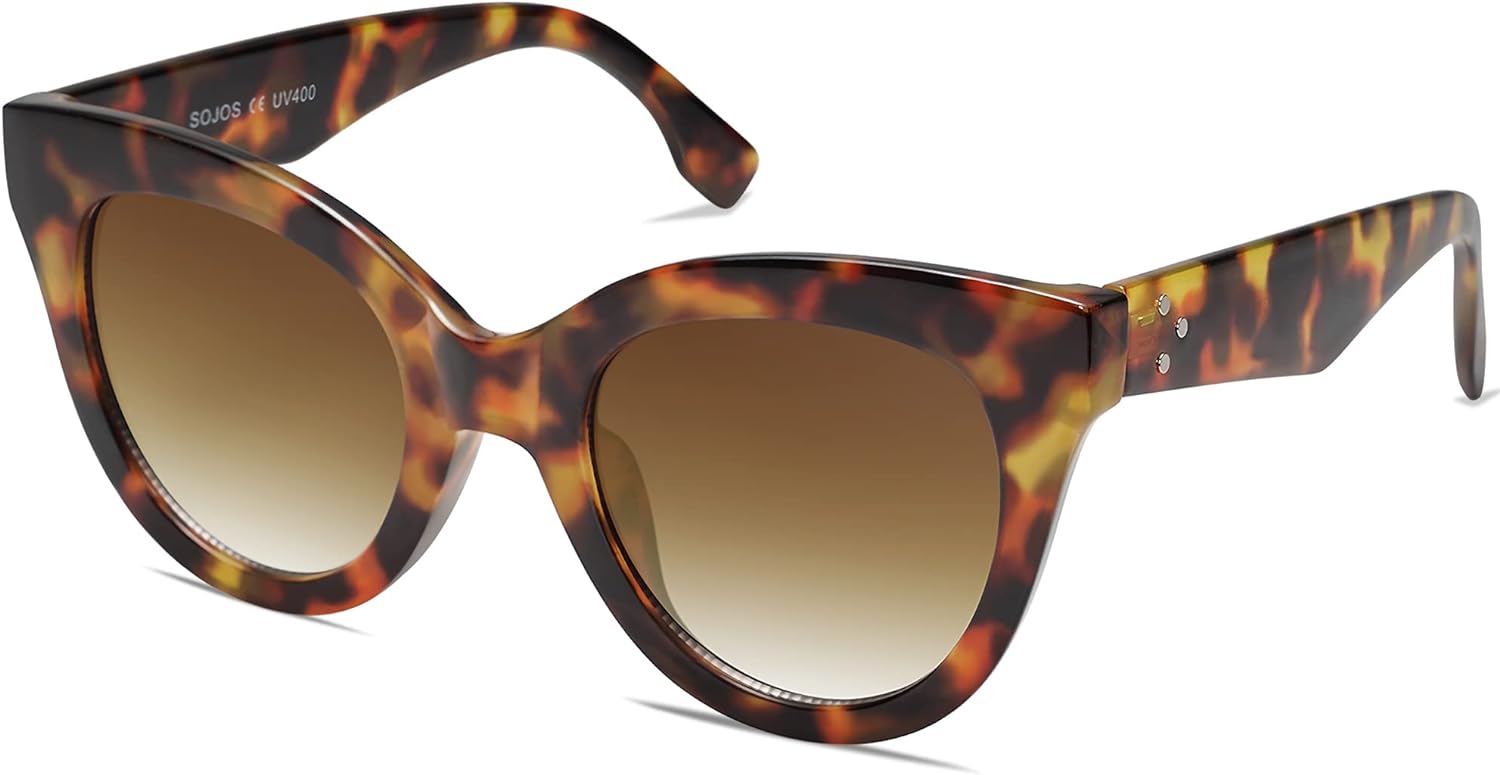 SOJOS Retro Oversized Cateye Sunglasses for Women Large Vintage Trendy Shades SJ2074TortoiseBrown