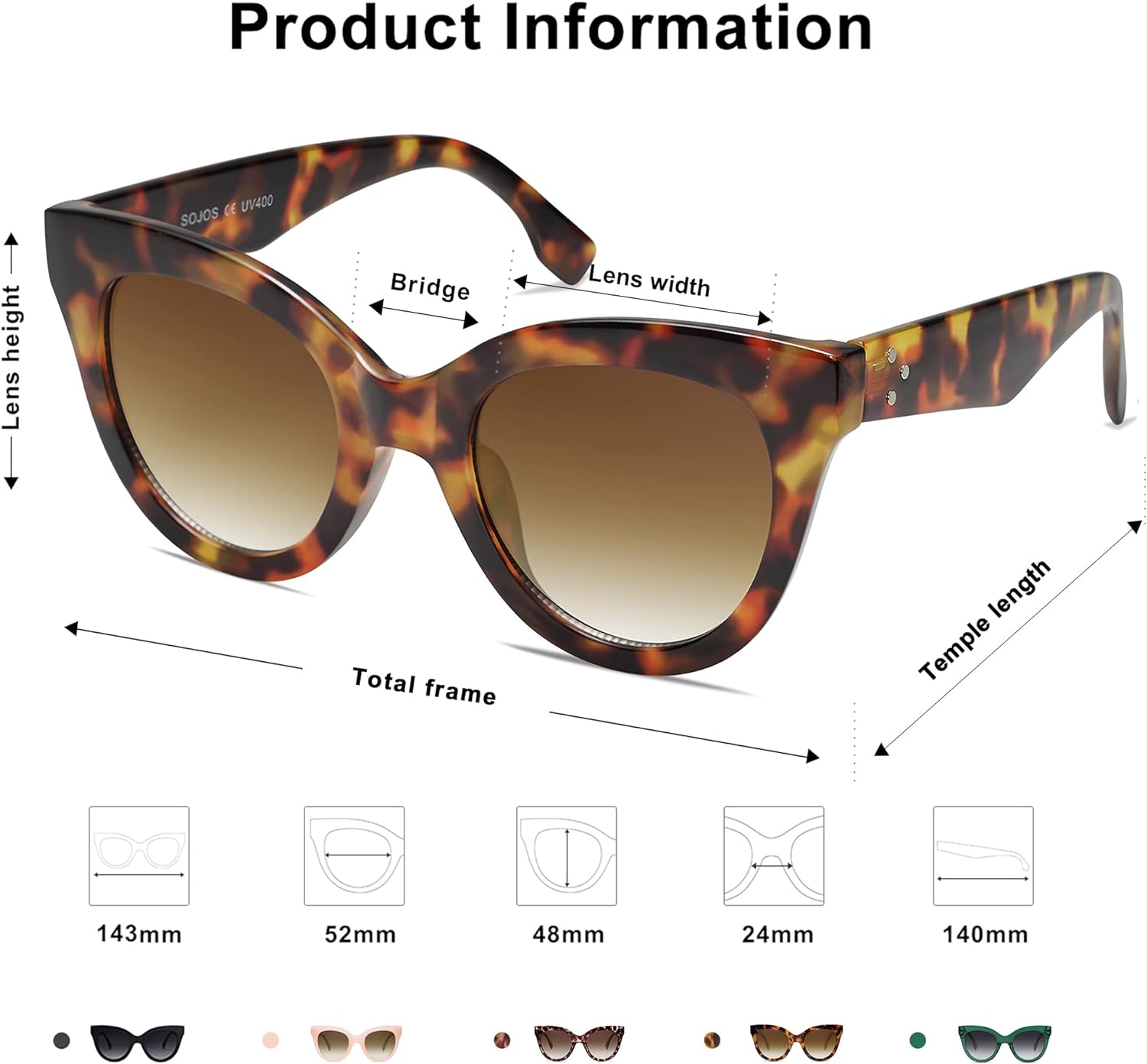 SOJOS Retro Oversized Cateye Sunglasses for Women Large Vintage Trendy Shades SJ2074TortoiseBrown