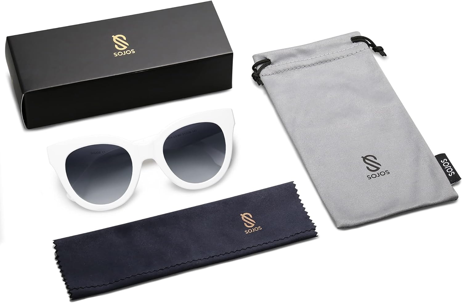 SOJOS Retro Oversized Cateye Sunglasses for Women Large Vintage Trendy Shades SJ2074WhiteGrey
