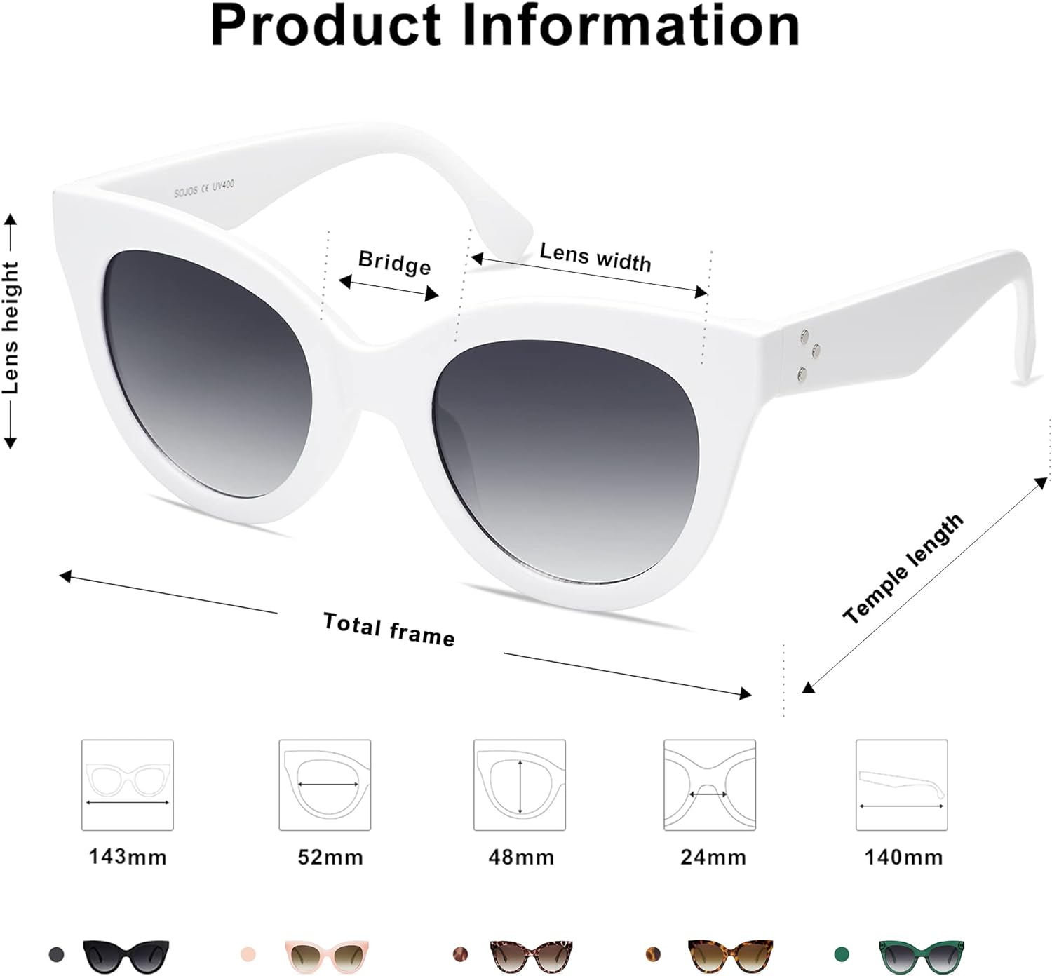 SOJOS Retro Oversized Cateye Sunglasses for Women Large Vintage Trendy Shades SJ2074WhiteGrey