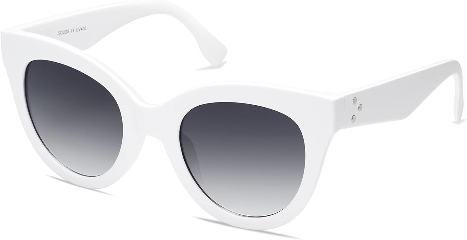 SOJOS Retro Oversized Cateye Sunglasses for Women Large Vintage Trendy Shades SJ2074WhiteGrey