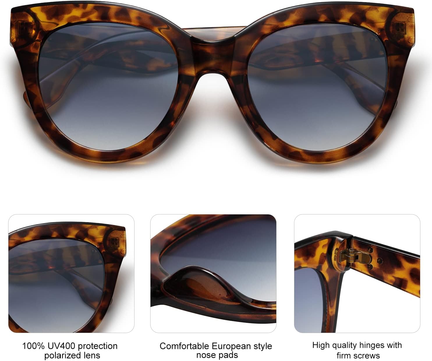 SOJOS Retro Oversized Cateye Sunglasses for Women Large Vintage Trendy Shades SJ2074Yellow TortoiseBlue