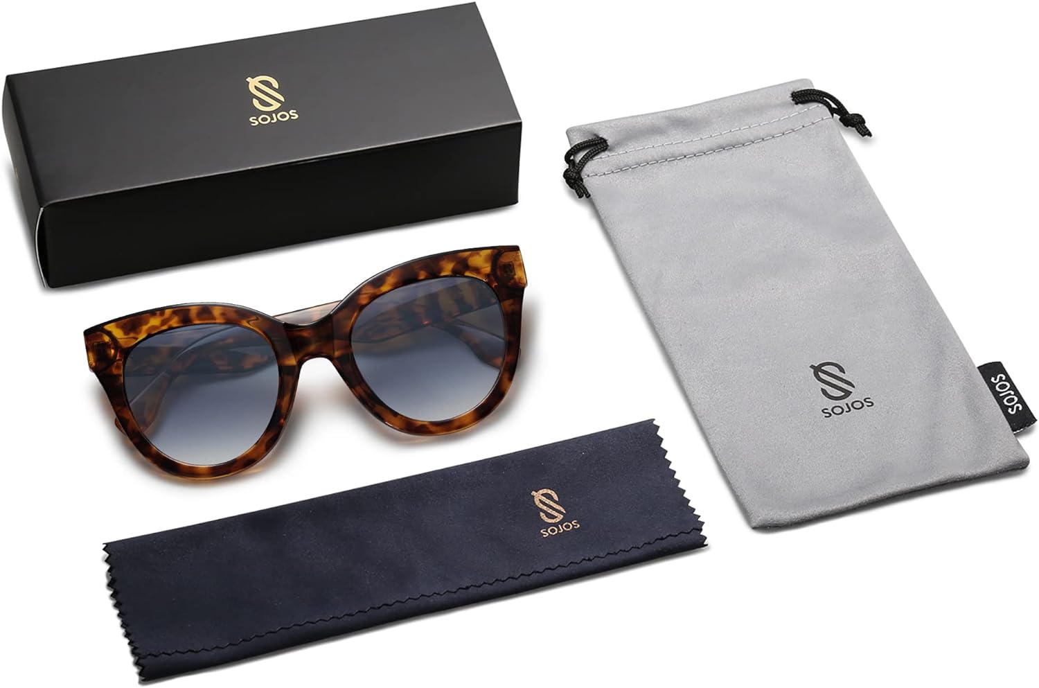 SOJOS Retro Oversized Cateye Sunglasses for Women Large Vintage Trendy Shades SJ2074Yellow TortoiseBlue